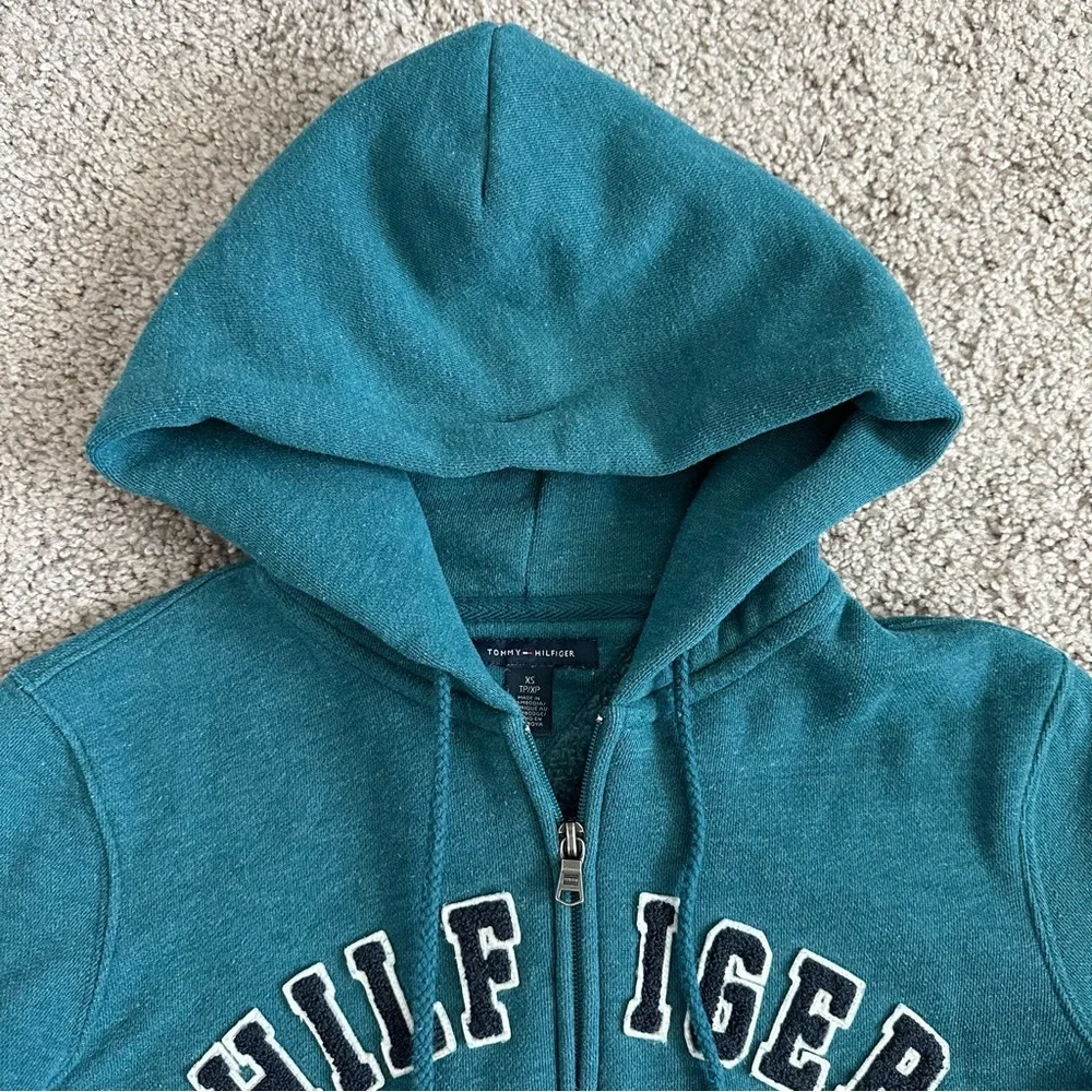 Tommy Hilfiger Zip Up Sweater Jacket Turquoise Womens XS